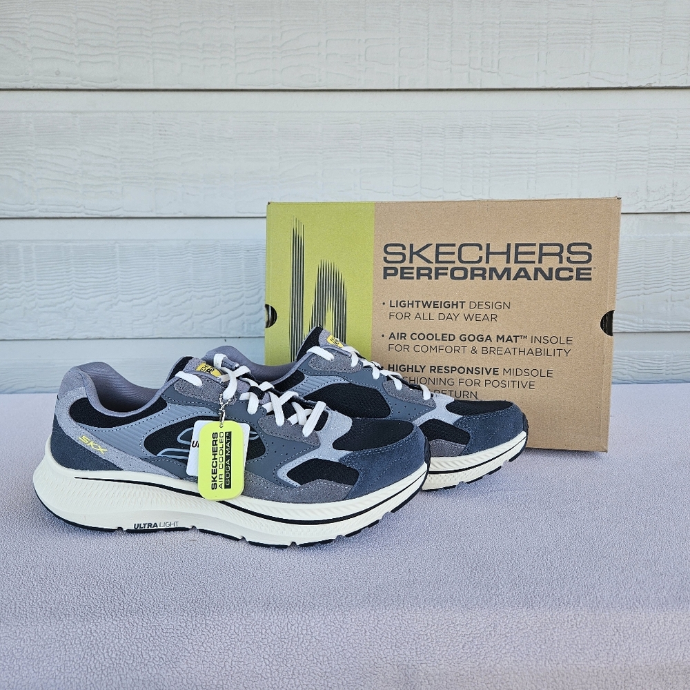 Skechers Go Run Consistent 2.0 Retro Runner V1 Men SZ 10.5 Charcoal Black